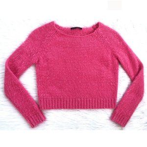 BAJEE COLLECTION pink fluffy crop sweater